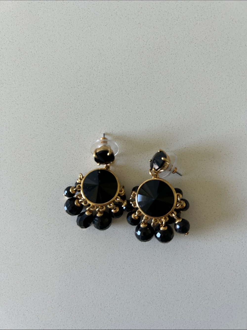 kate spade Gold-Tone Black Crystal Chandelier Earrings